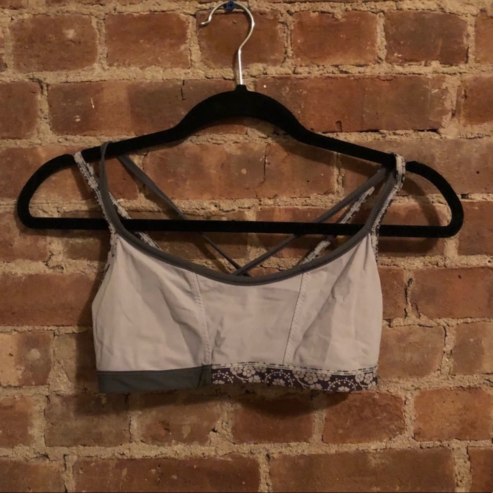 Lululemon Athletica grey floral sports bra